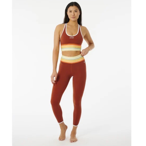 Rip Curl Trippin Run Swim Surf  Collection Tank and Legging Set /Size S /Maroon - Picture 2 of 16